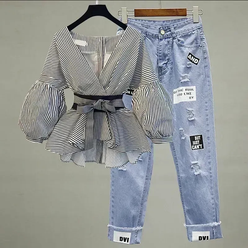 Women Elegant V-Neck Stripe La - đánh giá và giá Korean Lifestyle