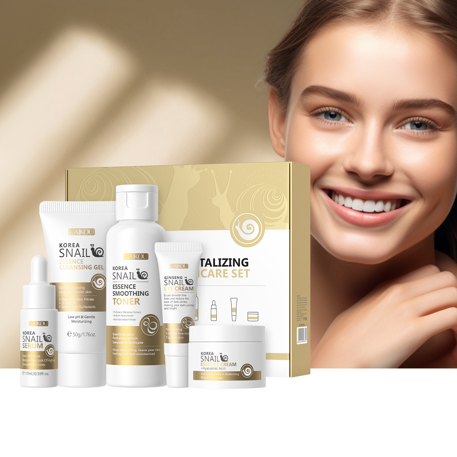 5pcs Boxed Korea Snail Skin Ca - đánh giá và giá Essence Serum Toner